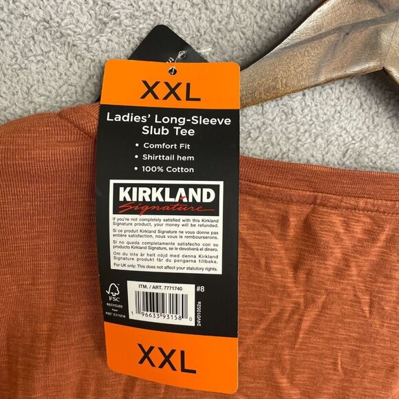 NEW Kirkland Signature Women's XXL Long Sleeve Top Rust Orange Lightweight - Picture 8 of 9